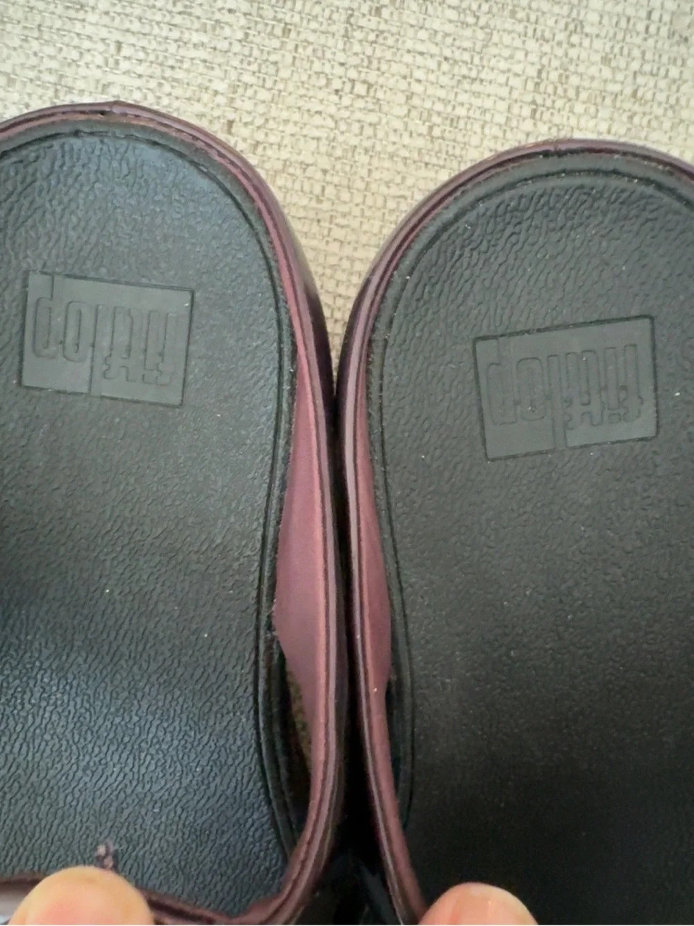 FitFlop Beaded Fringe Toe Post Sandals Plum Leather Women’s US 8 NWT